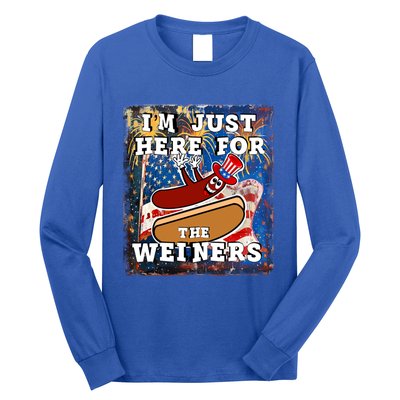 Funny Hot Dog Independence Day I’M Just Here For The Weiners Meaningful Gift Long Sleeve Shirt