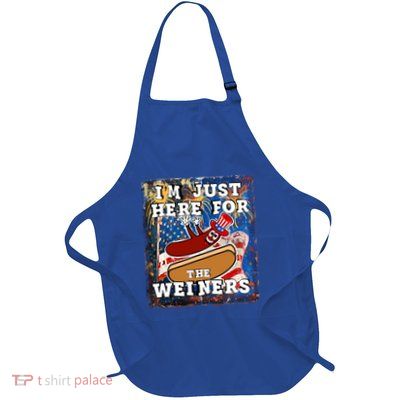 Funny Hot Dog Independence Day I’M Just Here For The Weiners Meaningful Gift Full-Length Apron With Pockets