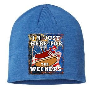 Funny Hot Dog Independence Day I’M Just Here For The Weiners Meaningful Gift Sustainable Beanie