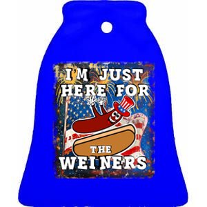 Funny Hot Dog Independence Day I’M Just Here For The Weiners Meaningful Gift Ceramic Bell Ornament