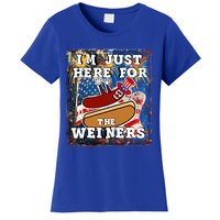 Funny Hot Dog Independence Day I’M Just Here For The Weiners Meaningful Gift Women's T-Shirt