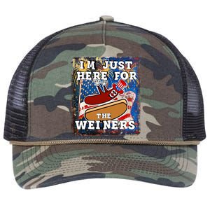 Funny Hot Dog Independence Day I’M Just Here For The Weiners Meaningful Gift Retro Rope Trucker Hat Cap