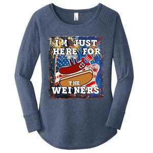 Funny Hot Dog Independence Day I’M Just Here For The Weiners Meaningful Gift Women's Perfect Tri Tunic Long Sleeve Shirt