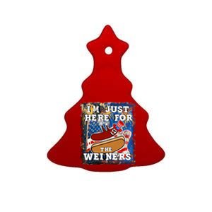 Funny Hot Dog Independence Day I’M Just Here For The Weiners Meaningful Gift Ceramic Tree Ornament