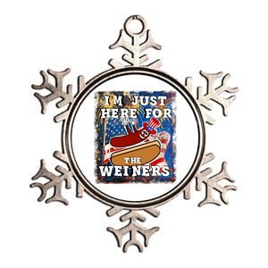 Funny Hot Dog Independence Day I’M Just Here For The Weiners Meaningful Gift Metallic Star Ornament