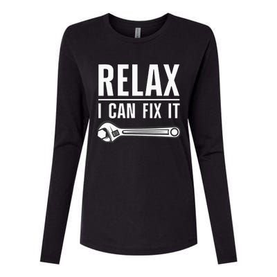 Funny Handyman Design Handyman Repair Tools Womens Cotton Relaxed Long Sleeve T-Shirt