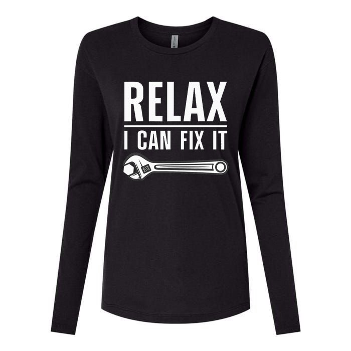 Funny Handyman Design Handyman Repair Tools Womens Cotton Relaxed Long Sleeve T-Shirt