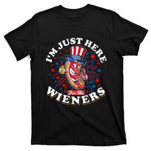 Funny Hot Dog I'm Just Here For The Wieners Sausage Lovers T-Shirt