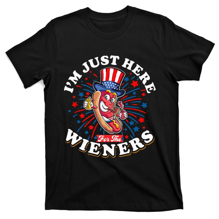 Funny Hot Dog I'm Just Here For The Wieners Sausage Lovers T-Shirt