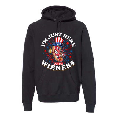 Funny Hot Dog I'm Just Here For The Wieners Sausage Lovers Premium Hoodie