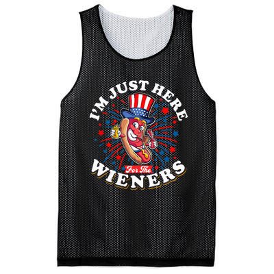 Funny Hot Dog I'm Just Here For The Wieners Sausage Lovers Mesh Reversible Basketball Jersey Tank