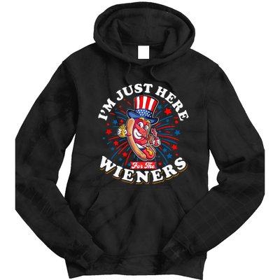 Funny Hot Dog I'm Just Here For The Wieners Sausage Lovers Tie Dye Hoodie