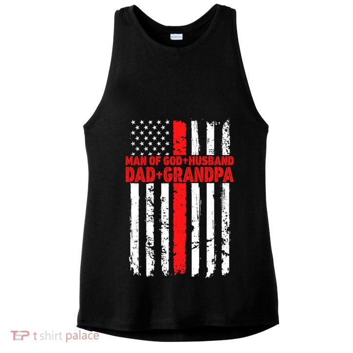 Funny Husband Dad Grandpa American Flag Fathers Day Meaningful Gift Ladies PosiCharge Tri-Blend Wicking Tank