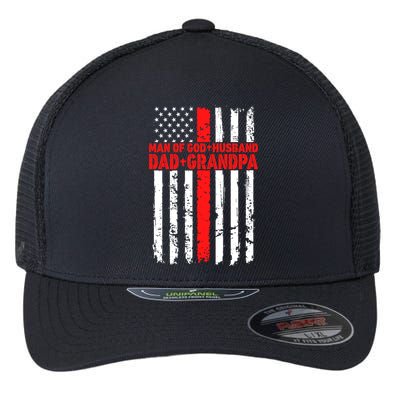 Funny Husband Dad Grandpa American Flag Fathers Day Meaningful Gift Flexfit Unipanel Trucker Cap