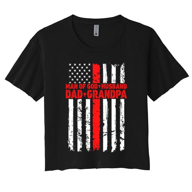 Funny Husband Dad Grandpa American Flag Fathers Day Meaningful Gift Crop Top