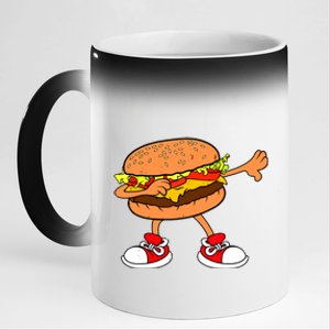 Funny Hamburger Dab Art Women Cheeseburger Lover 11oz Black Color Changing Mug