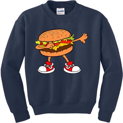 Funny Hamburger Dab Art Women Cheeseburger Lover Kids Sweatshirt