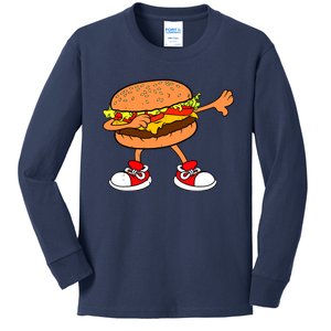 Funny Hamburger Dab Art Women Cheeseburger Lover Kids Long Sleeve Shirt