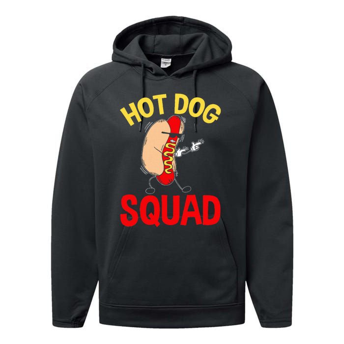 Funny Hot Dog Squad Hot Dog Performance Fleece Hoodie