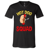 Funny Hot Dog Squad Hot Dog V-Neck T-Shirt