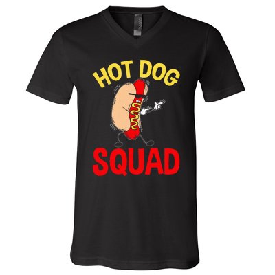 Funny Hot Dog Squad Hot Dog V-Neck T-Shirt