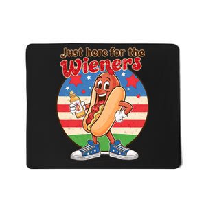 Funny Hot Dog IM Just Here For The Wieners 4th Of July Bbq Mousepad