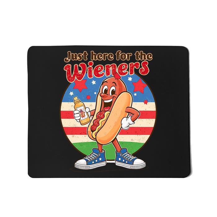 Funny Hot Dog IM Just Here For The Wieners 4th Of July Bbq Mousepad