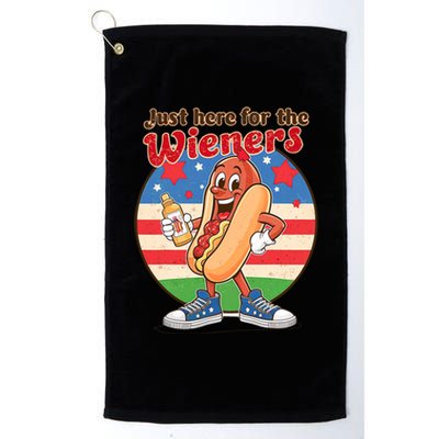 Funny Hot Dog IM Just Here For The Wieners 4th Of July Bbq Platinum Collection Golf Towel