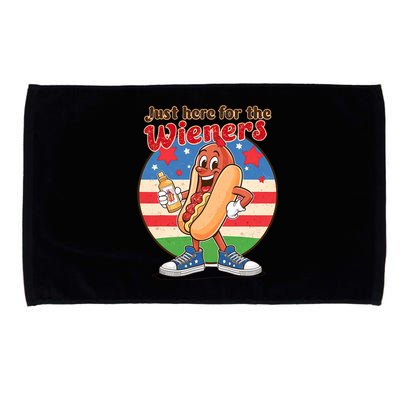 Funny Hot Dog IM Just Here For The Wieners 4th Of July Bbq Microfiber Hand Towel