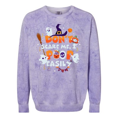 Funny Halloween Dont Scare Me I Poop Easily Colorblast Crewneck Sweatshirt