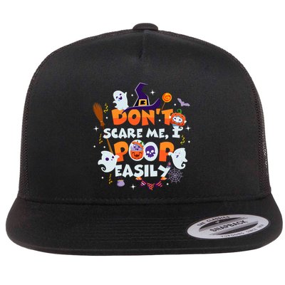 Funny Halloween Dont Scare Me I Poop Easily Flatbill Hat
