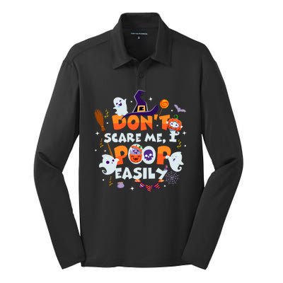 Funny Halloween Dont Scare Me I Poop Easily Silk Touch Performance Long Sleeve Polo