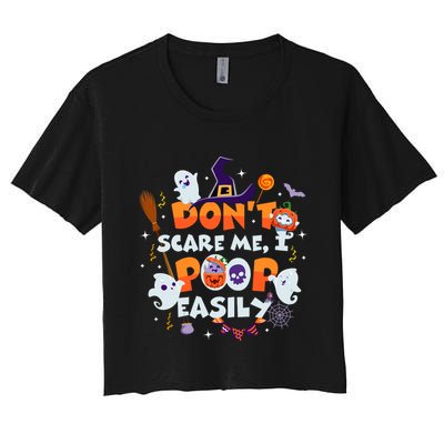 Funny Halloween Dont Scare Me I Poop Easily Crop Top