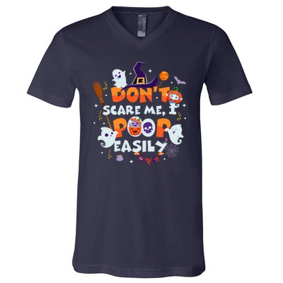 Funny Halloween Dont Scare Me I Poop Easily V-Neck T-Shirt