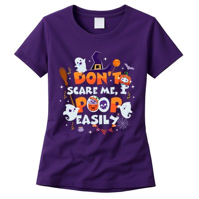 Funny Halloween Dont Scare Me I Poop Easily Womens T-Shirt