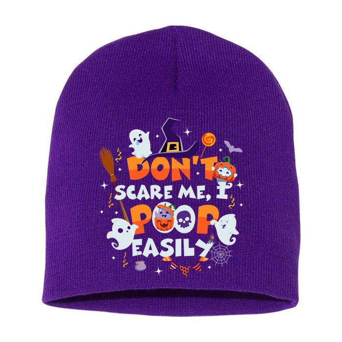 Funny Halloween Dont Scare Me I Poop Easily Short Acrylic Beanie