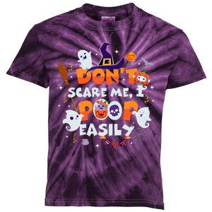 Funny Halloween Dont Scare Me I Poop Easily Kids Tie-Dye T-Shirt