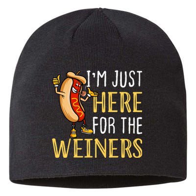 Funny Hot Dog I'm Just Here For The Wieners Sausage Sustainable Beanie