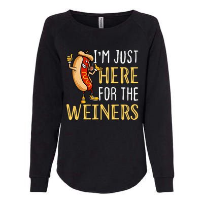 Funny Hot Dog I'm Just Here For The Wieners Sausage Womens California Wash Sweatshirt