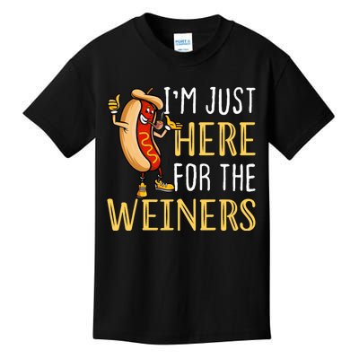 Funny Hot Dog I'm Just Here For The Wieners Sausage Kids T-Shirt