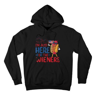 Funny Hot Dog IM Just Here For The Wieners 4th Of July Gift Hoodie