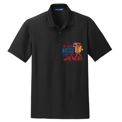 Funny Hot Dog IM Just Here For The Wieners 4th Of July Gift Dry Zone Grid Polo