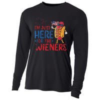 Funny Hot Dog IM Just Here For The Wieners 4th Of July Gift Cooling Performance Long Sleeve Crew