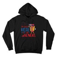 Funny Hot Dog IM Just Here For The Wieners 4th Of July Gift Tall Hoodie