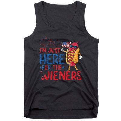 Funny Hot Dog IM Just Here For The Wieners 4th Of July Gift Tank Top