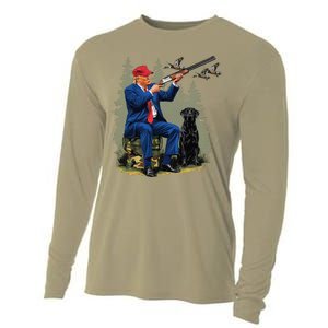 Funny Hunting Duck Trump Camo Hunting Hello Hunting Season Gift Cooling Performance Long Sleeve Crew