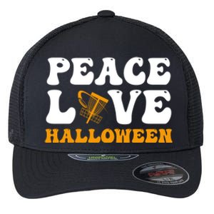 Funny Halloween Disc Golf Costume Peace Love Halloween Great Gift Flexfit Unipanel Trucker Cap