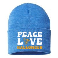 Funny Halloween Disc Golf Costume Peace Love Halloween Great Gift Sustainable Knit Beanie