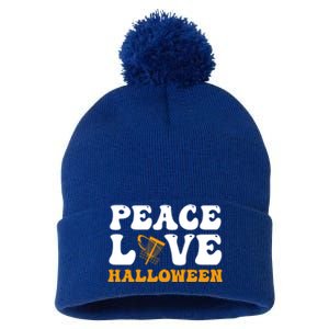 Funny Halloween Disc Golf Costume Peace Love Halloween Great Gift Pom Pom 12in Knit Beanie