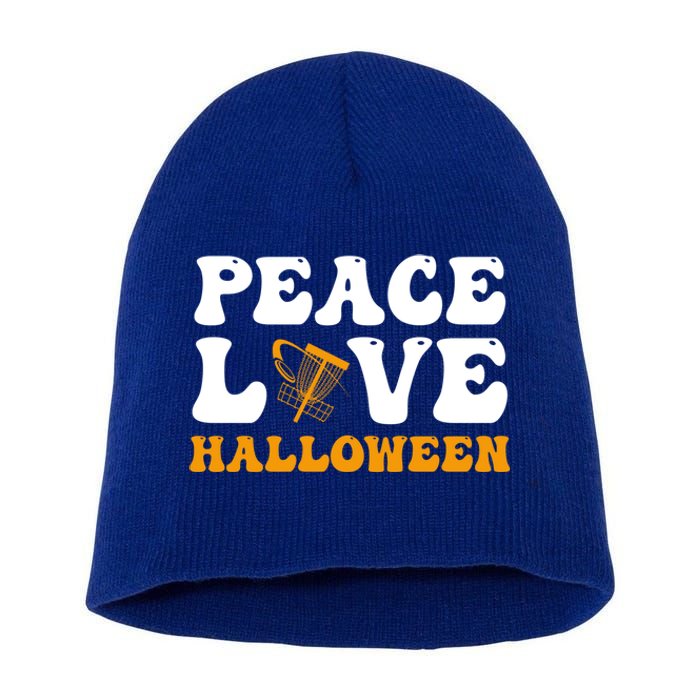 Funny Halloween Disc Golf Costume Peace Love Halloween Great Gift Short Acrylic Beanie